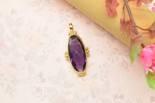 Amethyst Designer Pendant Charms,Loop Pendant,Classic Pendant Charms,Amethyst Statement Jewelry,Gemstone Pendant,Handmade Carft,Long pendant