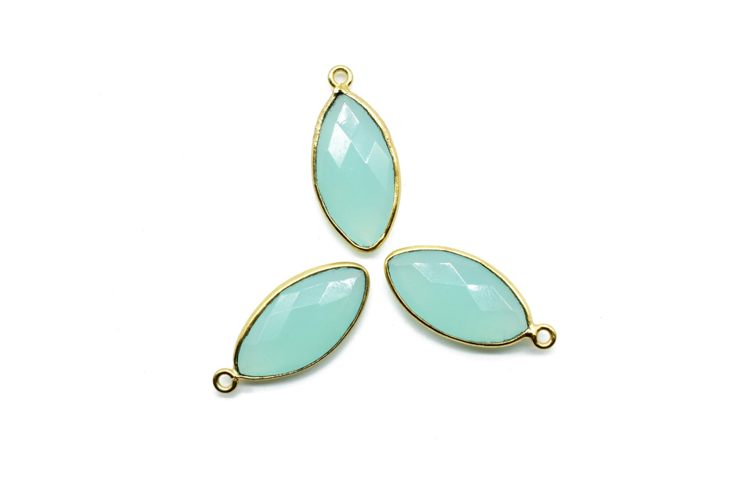 Aqua chalcedony 10x20mm Marquise shape charm,Brass Gold Plated bezel,Aqua chalcedony Pendants,Aqua chalcedony handmade charm,Aqua chalcedony