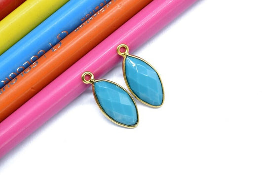 Turquoise 8x16mm marquise shape Single bail Connector,Turquoise Single Bail Bezel Link,Jewelry making supplies,Single Bail Charm Pendant,