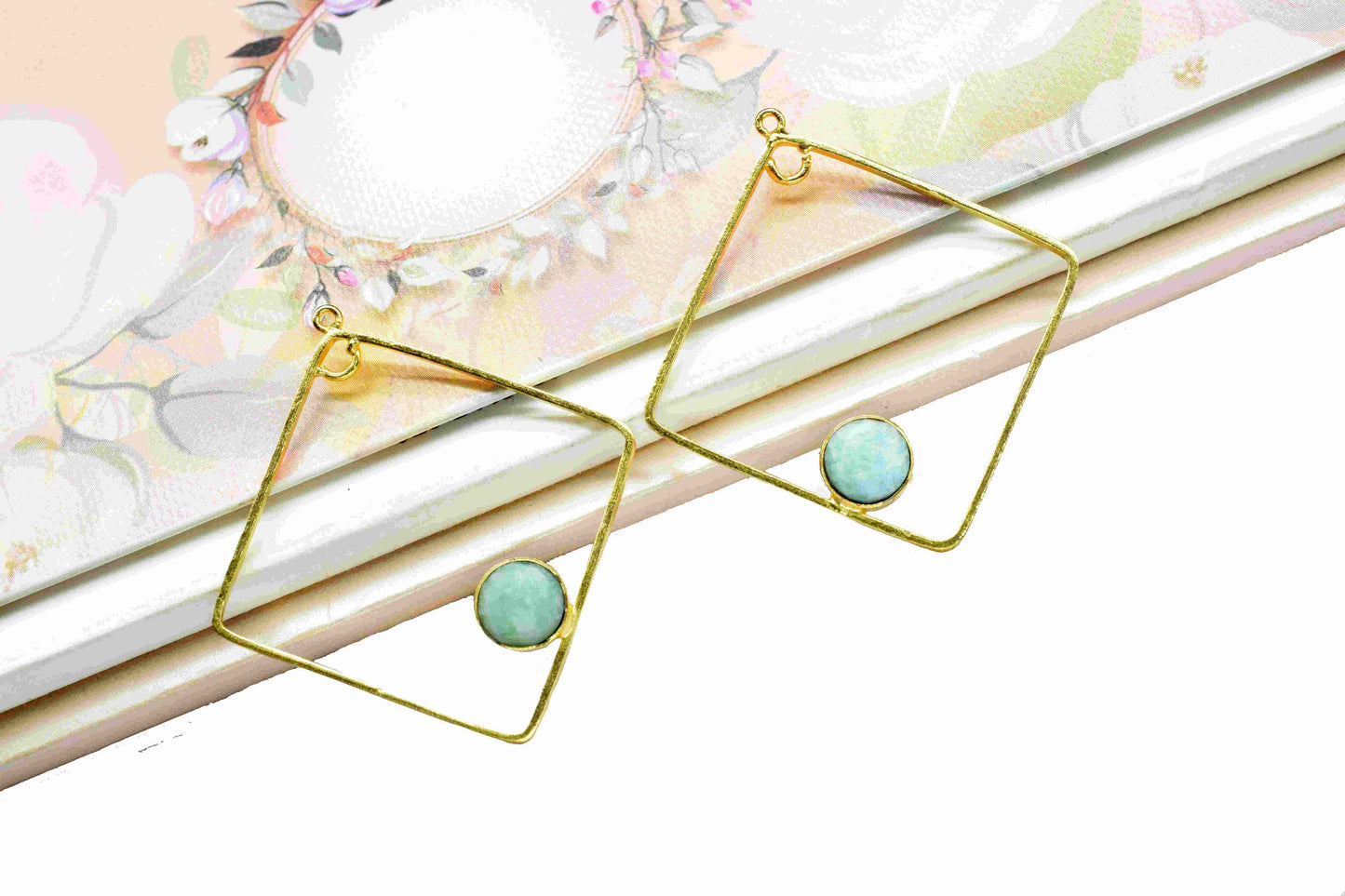 Amazonite 32mm Square Shape Component,Handmade Pendant,Dangle Earring Component,Findings Earring Component,Amazonite Component Jewelry, Gift