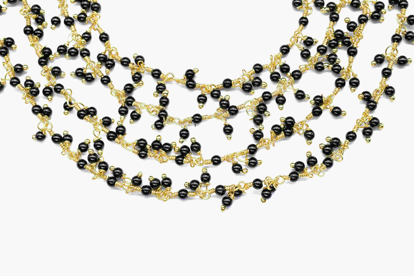 Black Onyx Cluster Rosary Chain, Handmade Jewelry Making Wire Wrapped Beaded Chain By Foot For Necklace, Exceptional Spinel Cluster Rosary