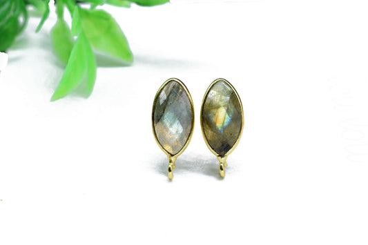 Labradorite Marquise Earring Connector,Gemstone Studs Connector,Craft Supplies,Jewelry Findings,Jewelry Making Connector,Labradorite Jewelry