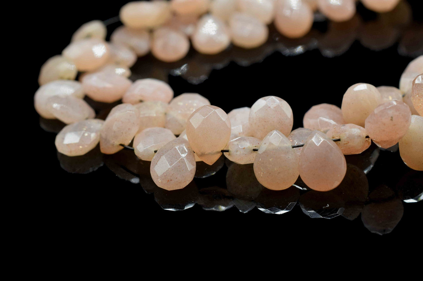 Peach Moonstone Pear Shape Briolettes,Brown Gemstone Faceted Pear Shape Beads Strand,Moonstone Faceted Teardrop,Peach Moonstone Jewelry,Gift