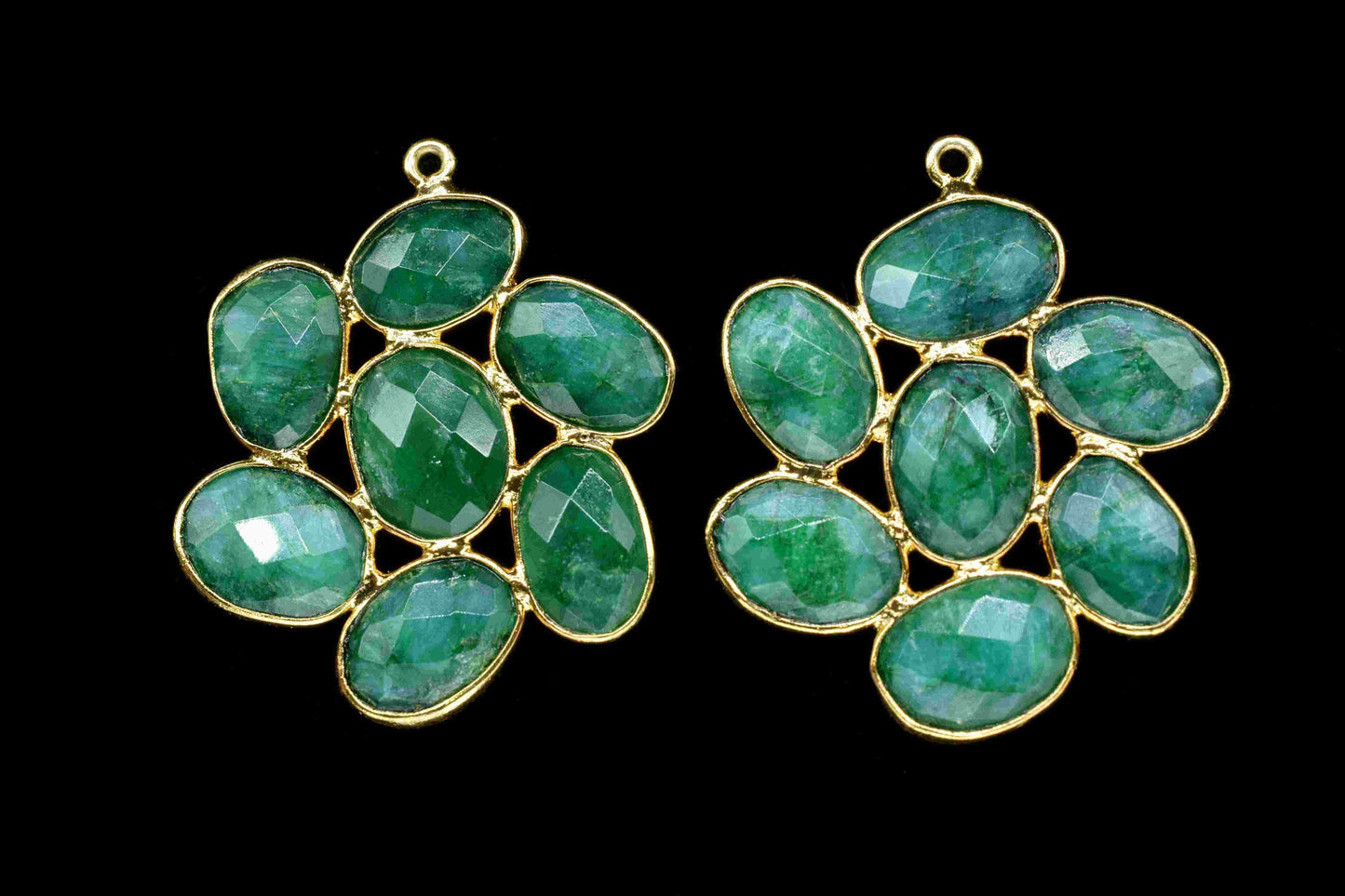 Emerald Component Earring,Oval Shape Gemstone Connectors Jewelry,May birthstone pendant,Emerald Jewelry,Gold Plated Pendant,Handmade Jewelry