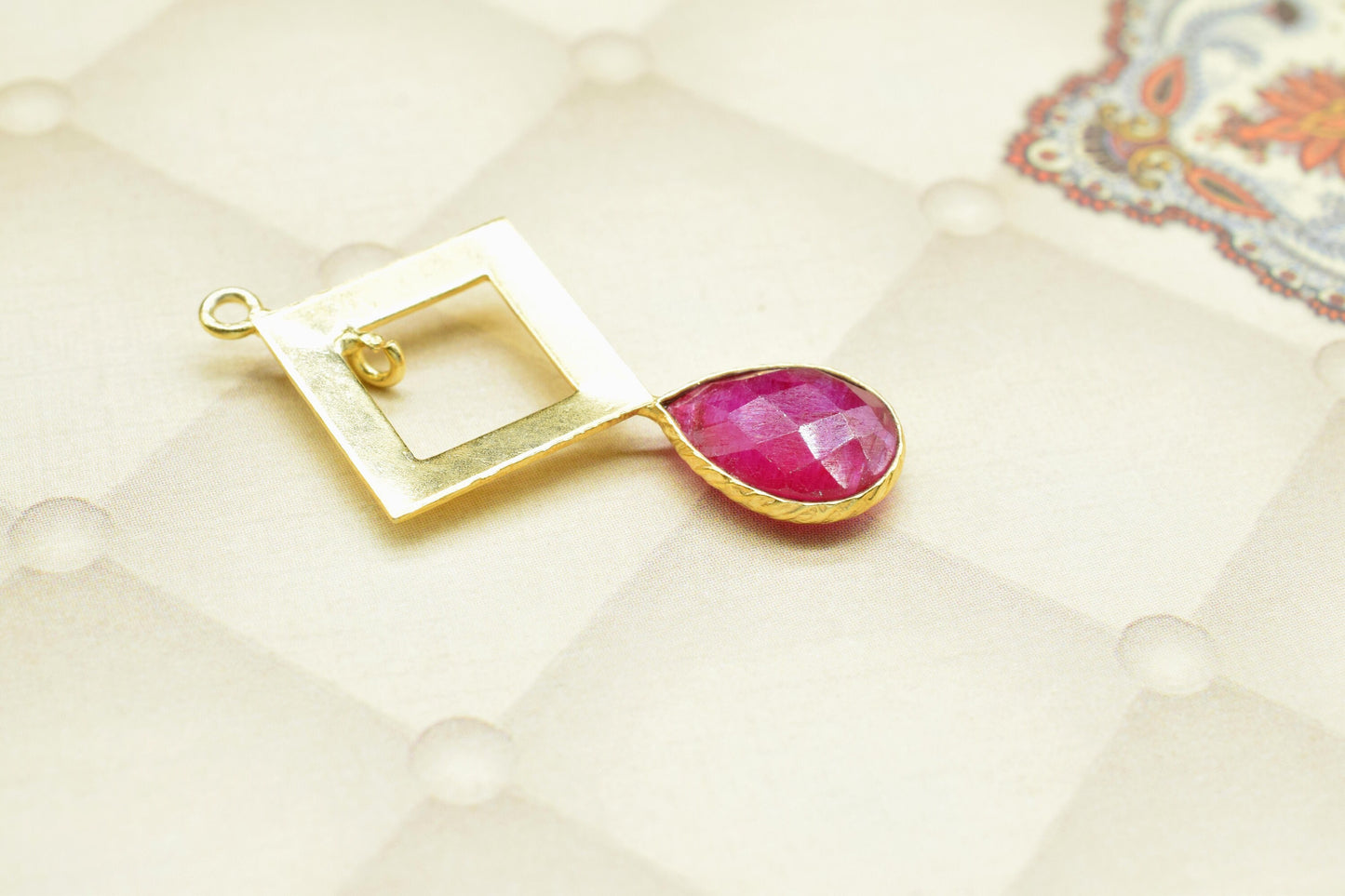 Natural Ruby  Teardrop Pendant/Single Bail Charms/Ruby Faceted Gemstone Pendant/Gemstone Components/Handmade Jewellery Making/For Wholesale