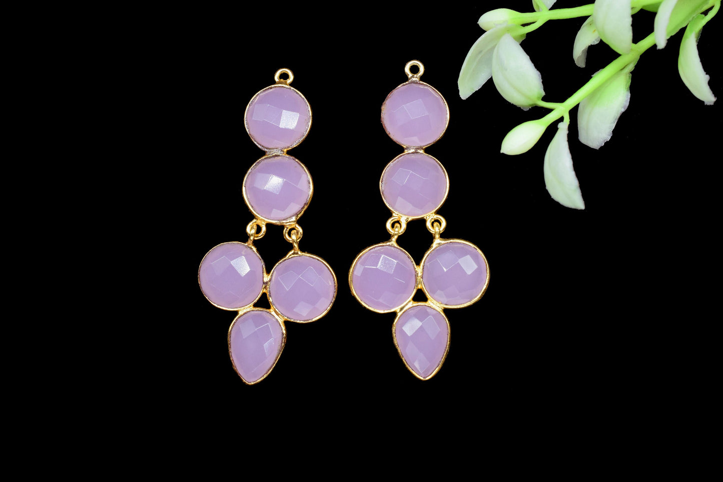 Natural Stone Pendant Connectors,Gemstone Craft Supply,Handmade Beads Jewelry,Statement Earrings,Components Earrings,Station Bezel Link,Gift