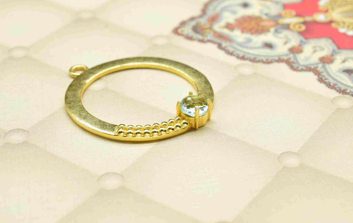 Crystal Quartz  Component , Single Bail Charm , Crystal Quartz Connector Pendant , Gold Plated Connectors , Earring Component , B'day Gift