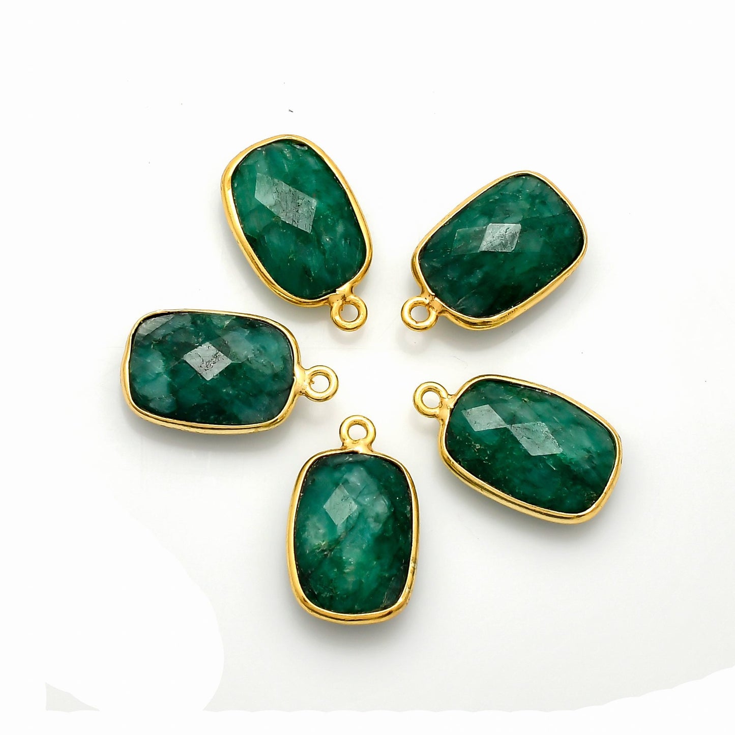 Emerald 10x14mm Bezel Charm Pendant,Rectangle Shape Gold Plated bezel,Gold Vermeil Bezel,Emerald jewelry making charm,Gold-Filled bezelcharm