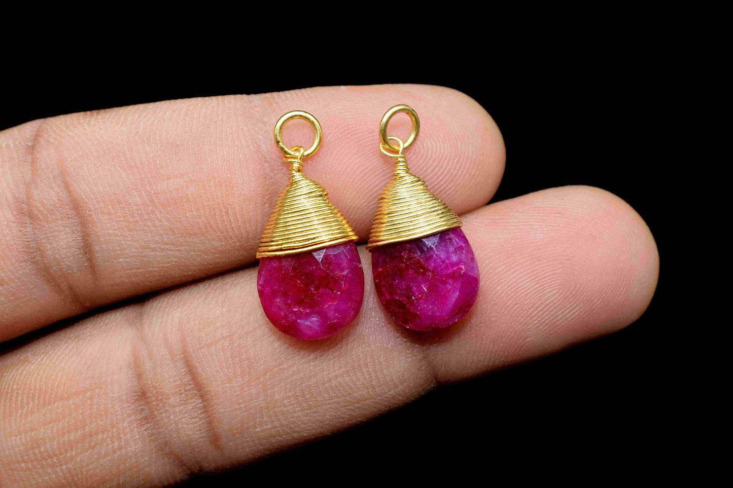 Natural Ruby Teardrop Faceted Connector,Gemstone Wire Wrapped Pendant,10x18mm Connector,Pendant Jewelry,Wire Wrapped Necklace,Ruby Jewelry
