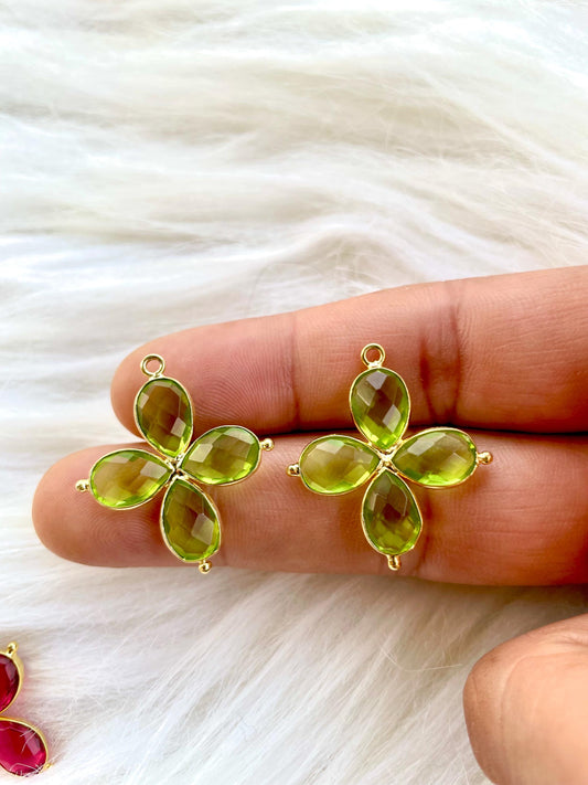 Peridot Teardrop Pendant,Gemstone jewelry Component,Peridot Bezel connector,Peridot Bracelet Charms,Double Bail connectors,Wedding Gift,P122