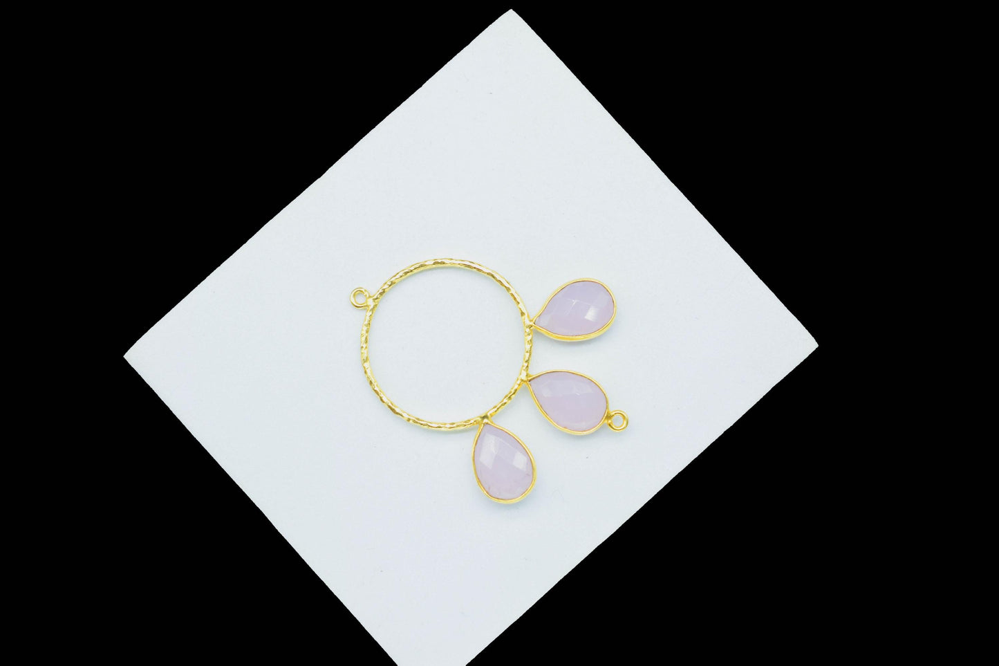 Rose Quartz Pendant/Gold Plated Jewellery/Connector Jewellery/Gemstone Jewellery/Brass Connector Jewellery/Double Bail Pendant/B'Day Gift