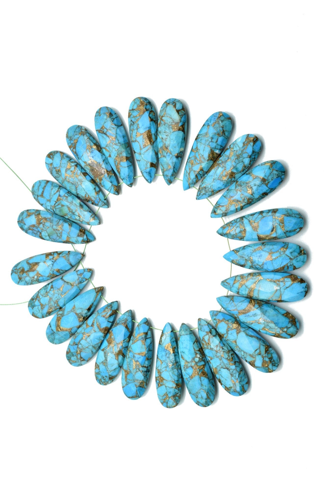 Copper Turquoise Long drop 10x30mm Briolettes,sky copper turquoise briolettes,Blue Copper Turquoise briolettes,Matching Pair Briolettes