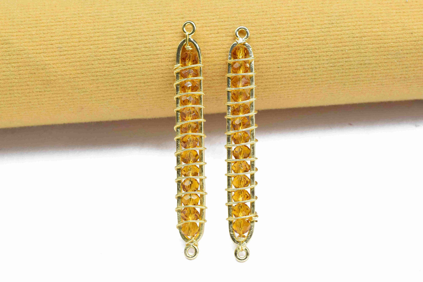 Citrine Quartz beaded Bar Finding Connector,Gemstone Bar Pendant Necklace,Bar Bracelet,Beaded Bar Finding Component,Citrine Quartz jewelry