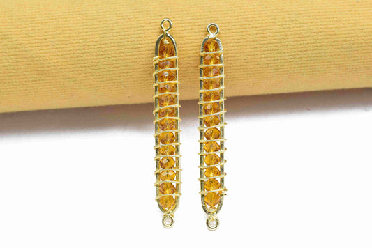 Citrine Quartz beaded Bar Finding Connector,Gemstone Bar Pendant Necklace,Bar Bracelet,Beaded Bar Finding Component,Citrine Quartz jewelry