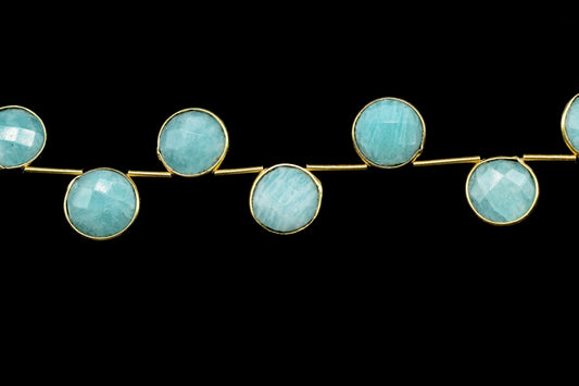 Amazonite 10mm Faceted Round Shape charms strand,Amazonite Brass drilled charms,Amazonite Round drill pendant,Amazonite strand