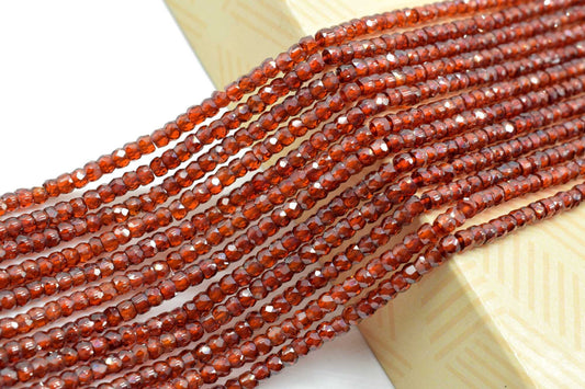 Red Garnet 3mm Faceted Rondelle Beads,AAA Quality Garnet Color Zircon Faceted Rondelle Bead,13" Long Red Color Zircon Faceted Rondelle Beads
