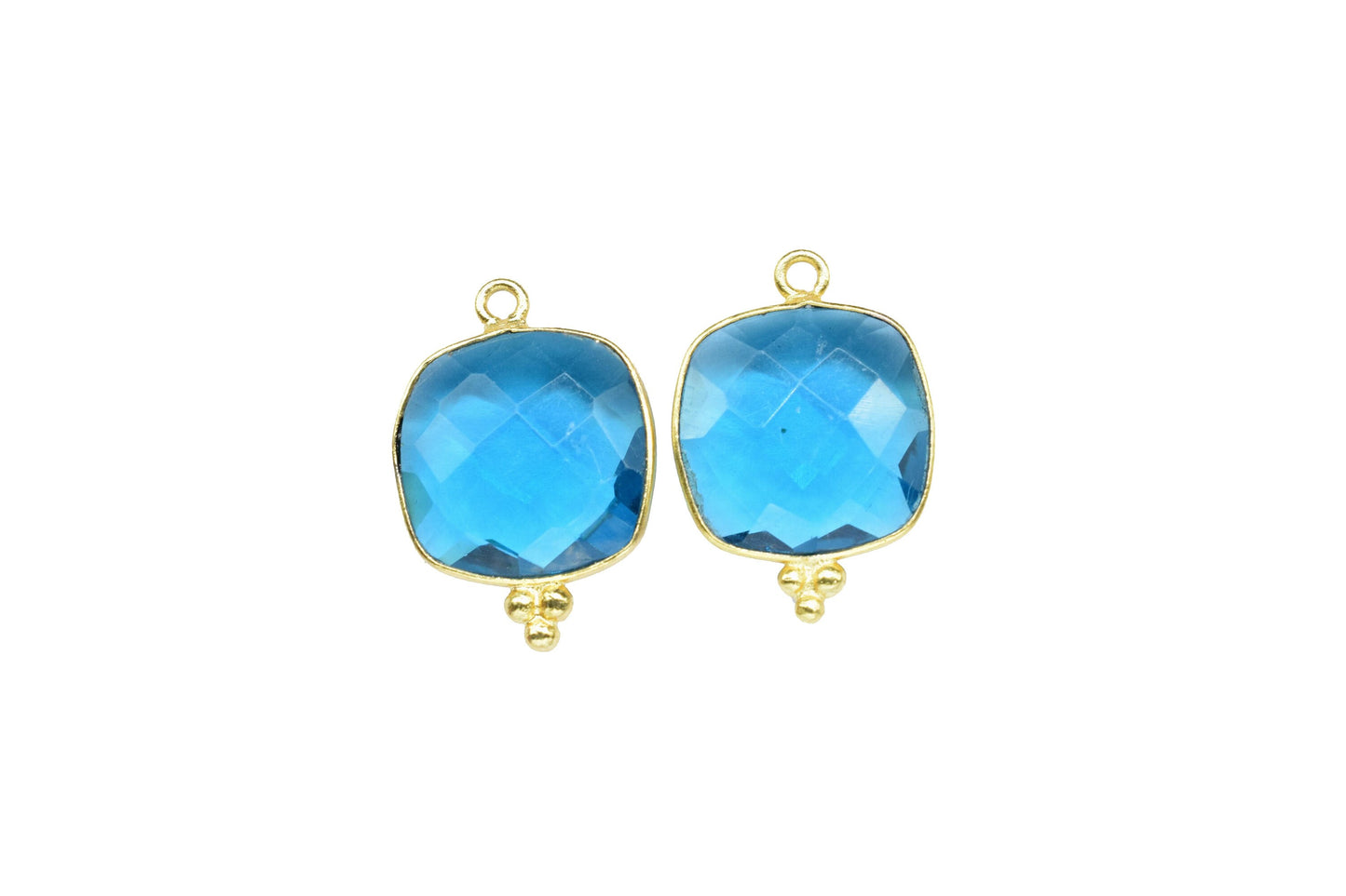 Neon Apatite Gemstone Bezel charm,Neon Apatite Gemstone Faceted Bezels,Neon Apatite 14mm Cushion shape Gold Plating Single Bial Pendant,Gift