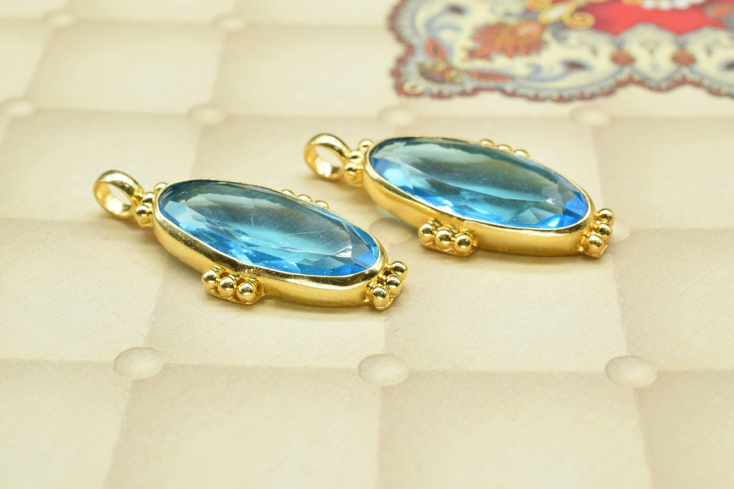 Sky Topaz Pendant Charms,Statement Pendants,Loop Pendants,Boho Pendant,Oval Shape Pendant Jewelry,Gemstone Pendants,Handmade Pendant,Gift