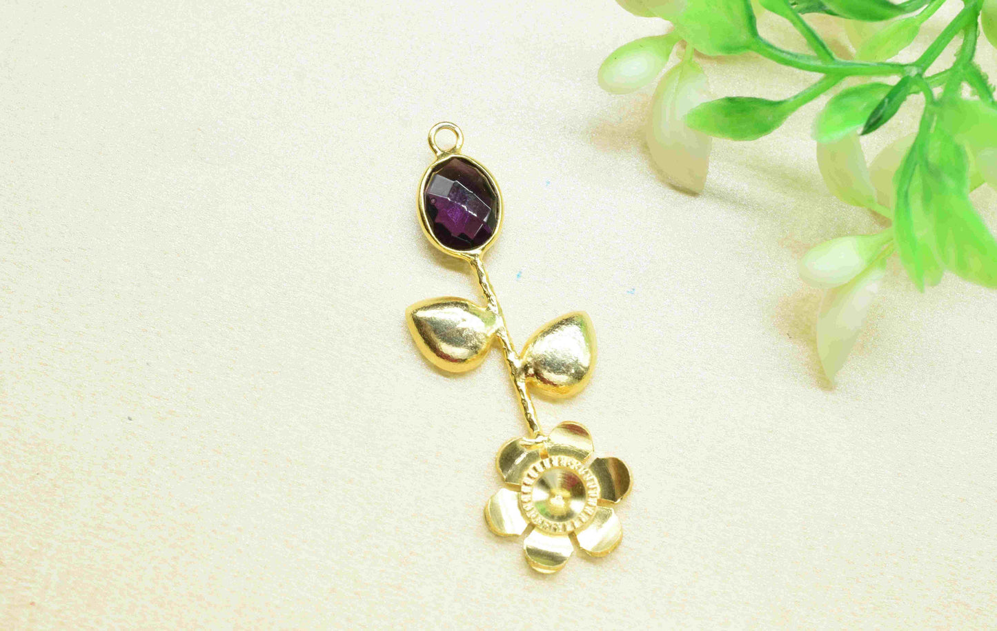 Amethyst Gemstone Pendant , Amethyst  Handmade Pendant , Single Bail Gemstone Connector, Gold Plated Gemstone Connectors , Summer Collection