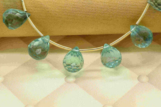 Green Amethyst 10x14mm Teardrop Briolette,Teardrop Bead,Green Amethyst Briolette,Gemstone Faceted Drop Briolette,February birthstone Jewelry