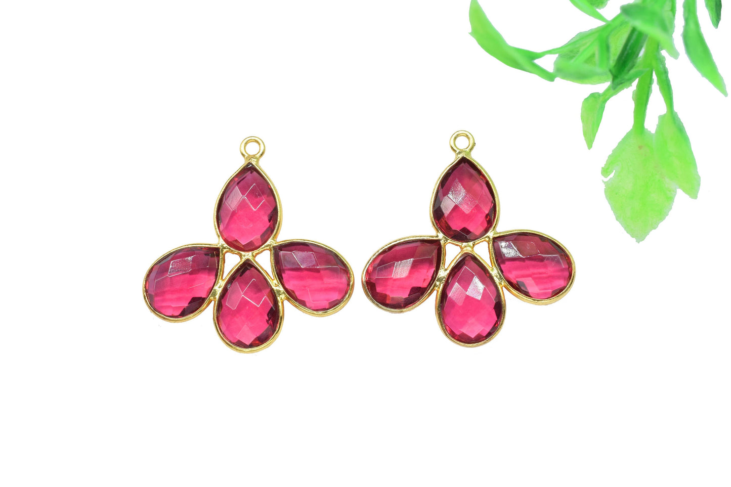 Gemstone Pear Shape Earring,Craft Supply,Finding Jewelry Connector,Station Bezel Link,Components Earring,Flower Pendant,Elegant Jewelry Gift