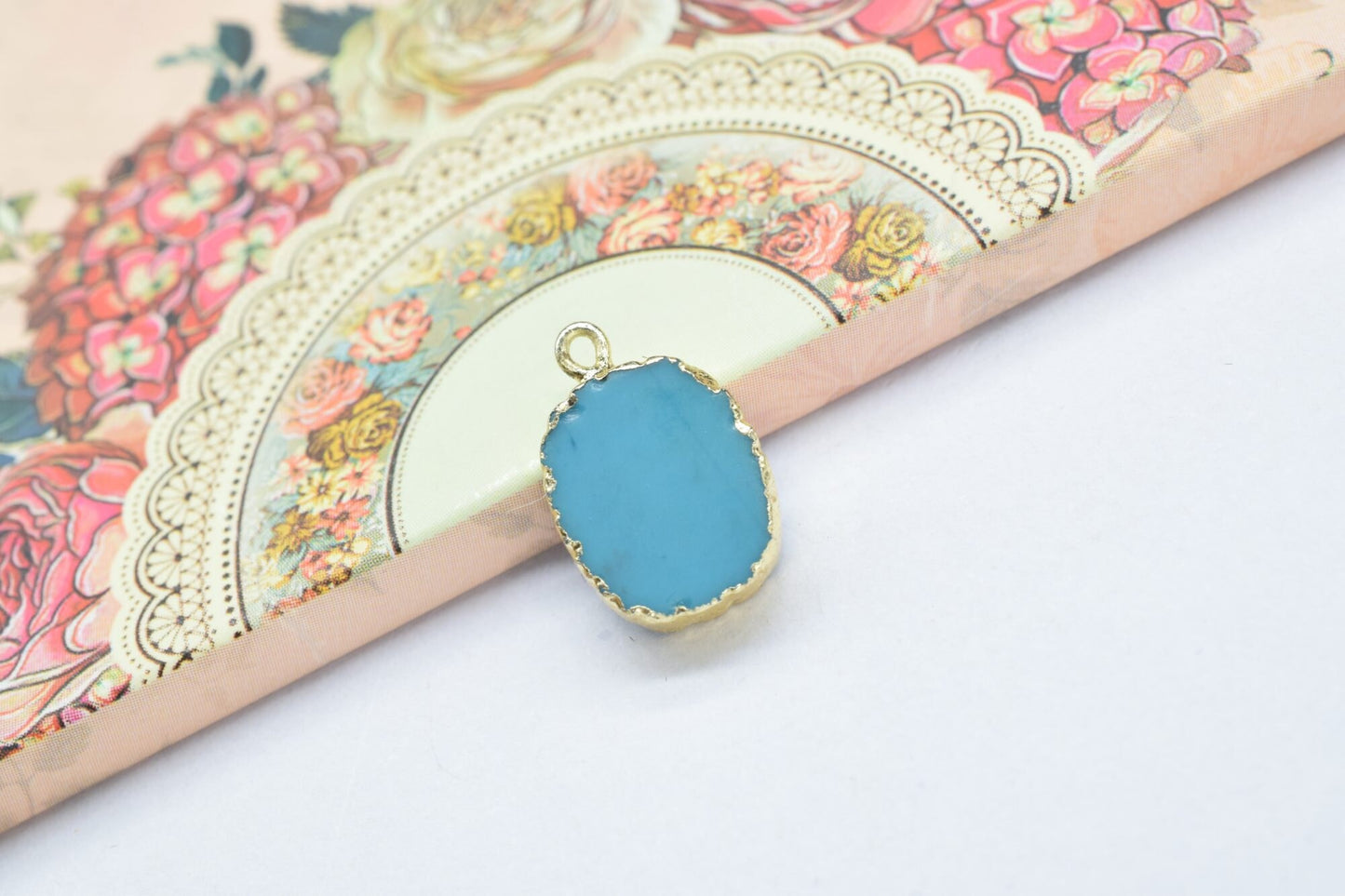 Blue Turquoise Pendant Charms,Pendant necklace Connector,Turquoise Pendant Jewelry,Gemstone Single Bail Connectors,Handmade Cabechon Charms