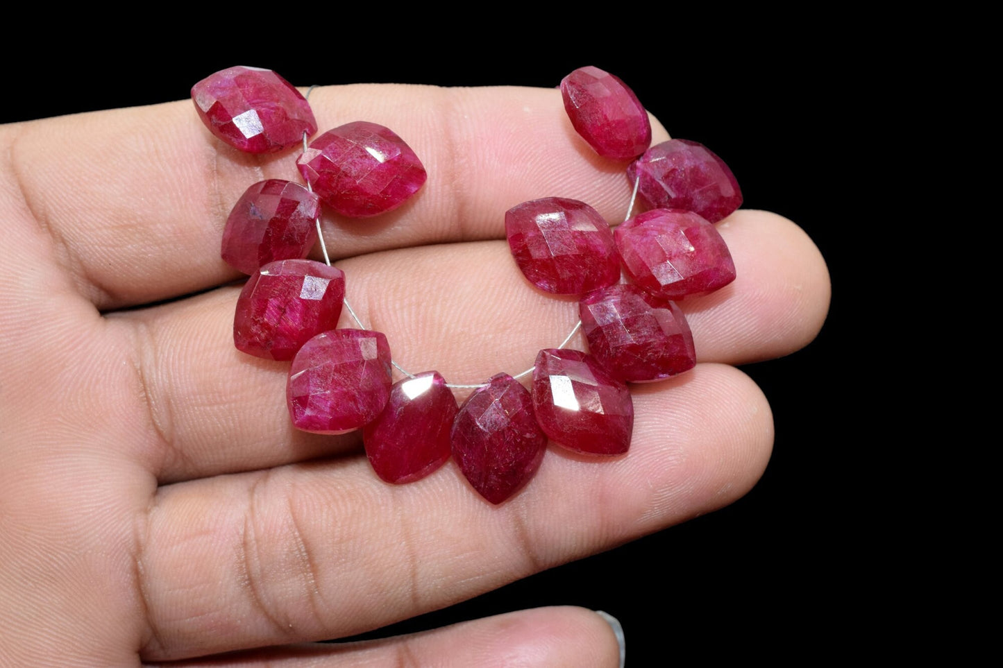 Finest Quality AAA Quality Ruby Faceted 10x13mm Marquise Shape Briolettes,Ruby briolettes for making jewelry,Genuine Ruby Briolettes, beads