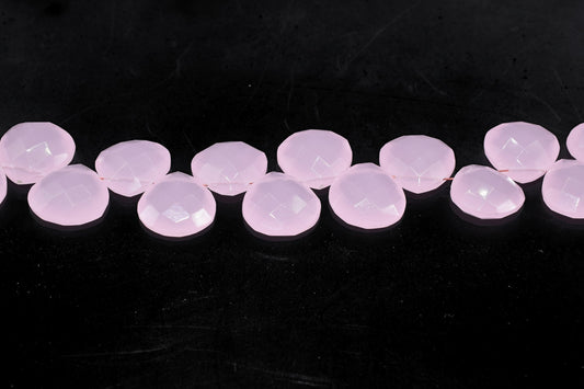 Rose Quartz 14mm Heart Shape Briolettes,Pink quartz Side drilled Briolette,Jewelry making supplies,craft supplies,Rose Quartz Briolettes,