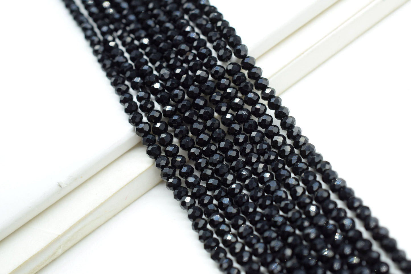 Black Onyx 3.50mm Faceted Beads,Black Onyx Jewelry Making beads,Black Gemstone Wholesale Beads supplier,Black Quartz Beads,Beads Strands