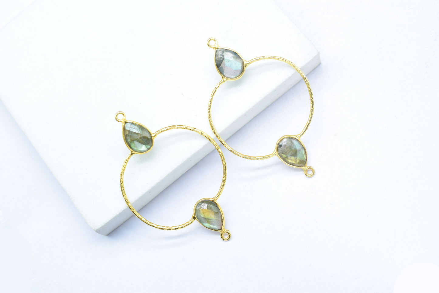 Flashy Labradorite Double Bail Bezel Connector,Labradorite jewellery,Labradorite Connector,Gemstone Jewelry,unique Bezel,Gemstone Earring