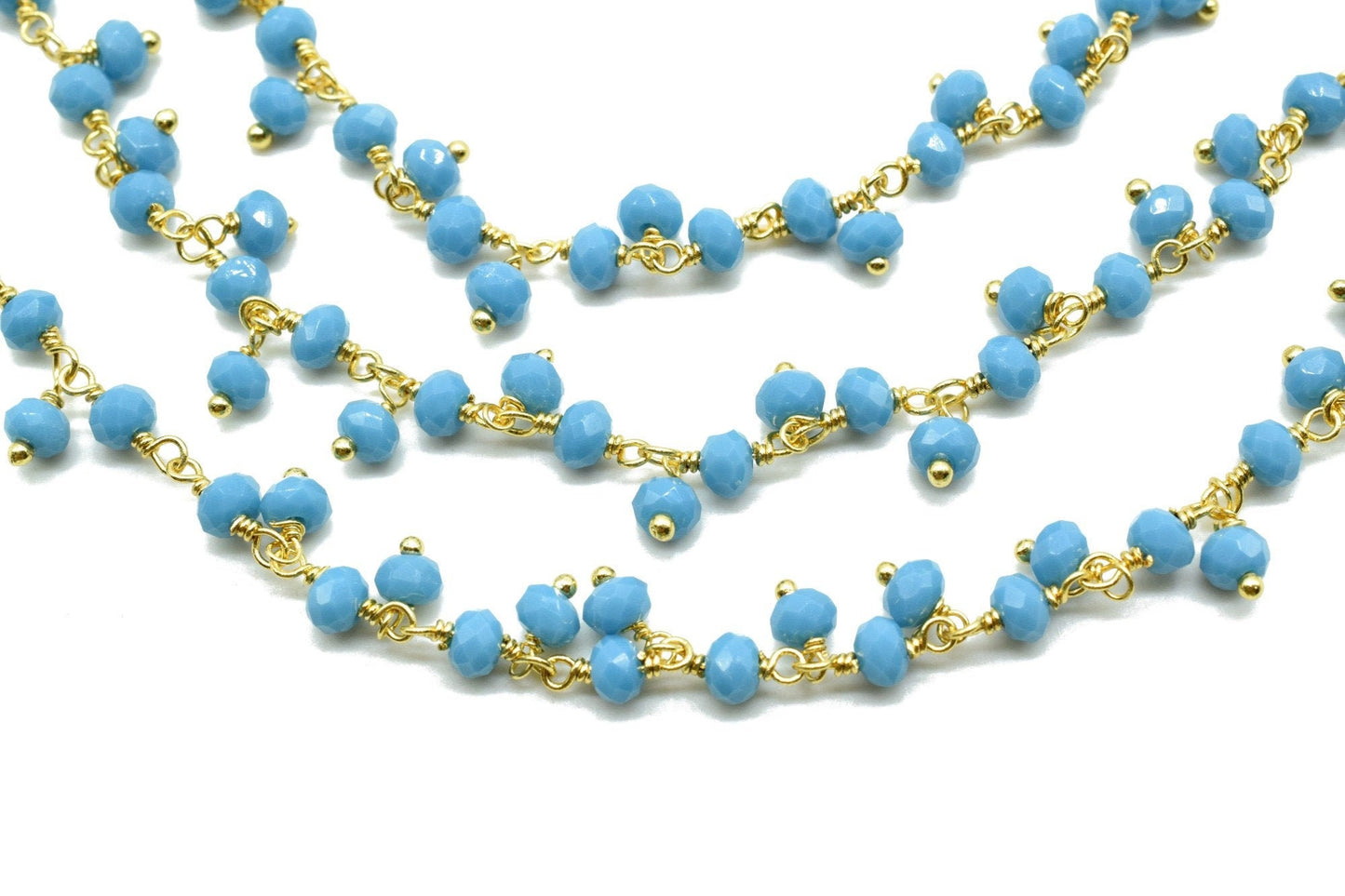 Turquoise Cluster wire wrapped rosary chain,Faceted Beaded Dangling Cluster Chain Sold Per Foot High Quality, bracelet, Boho Chic bracelet