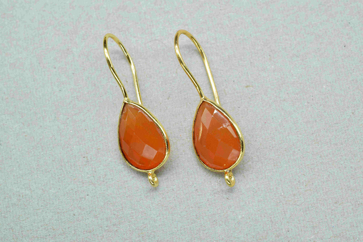 Carnelian 9x13mm Teardrop Shape Connector,Gemstone Component Earring,Carnelian Bezels Charms,Gold Plating Component,Carnelian jewelry, Gift
