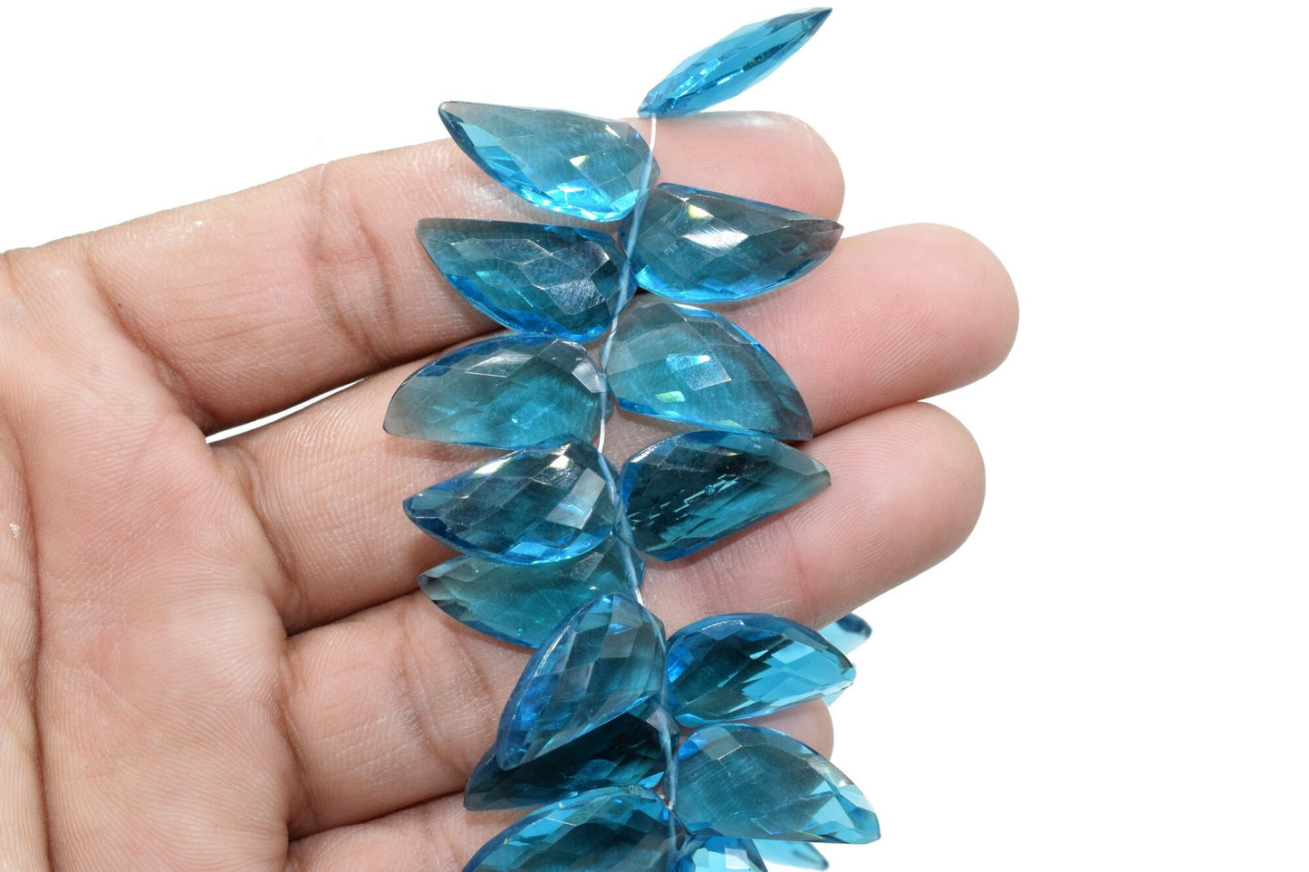 Sky Topaz 10x20mm Horn shape beads,Shark Tooth Shape faceted beads, jewelry supplies,Gemstone Briolettes,Top Quality Briolettes,Topaz Beads