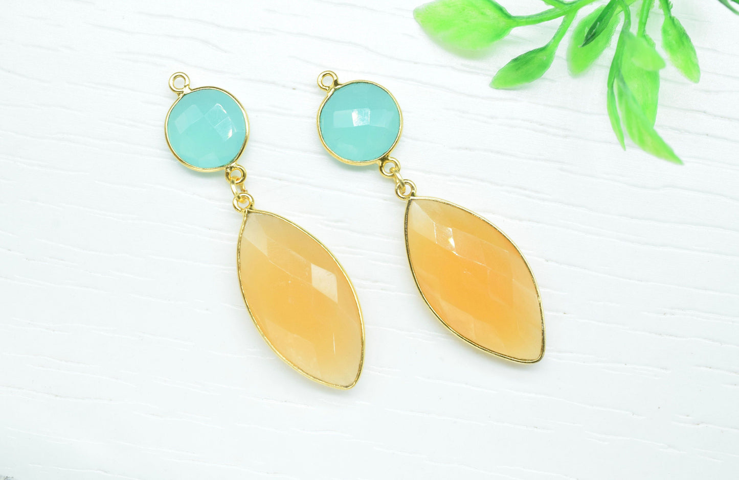 Yellow chalcedony Component pendant,Multi Gemstone Dangle Earrings,Necklace Connector,Handmade jewelry,Dangle pendant Charms,Aqua Connectors