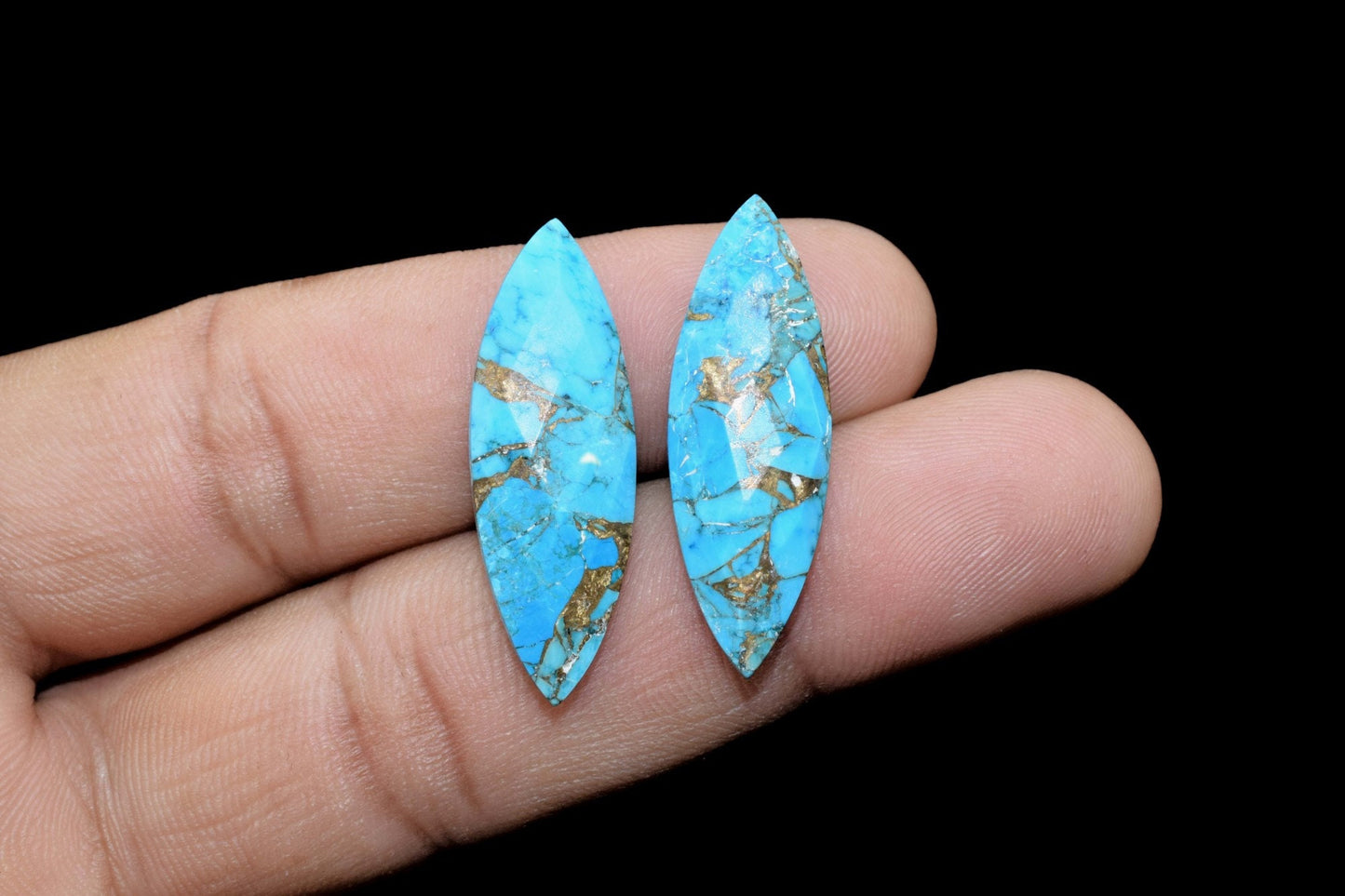 Copper Turquoise Long drop 10x30mm Briolette,sky copper turquoise briolette,Blue Copper Turquoise Marquise briolette,Matching Pair Briolette