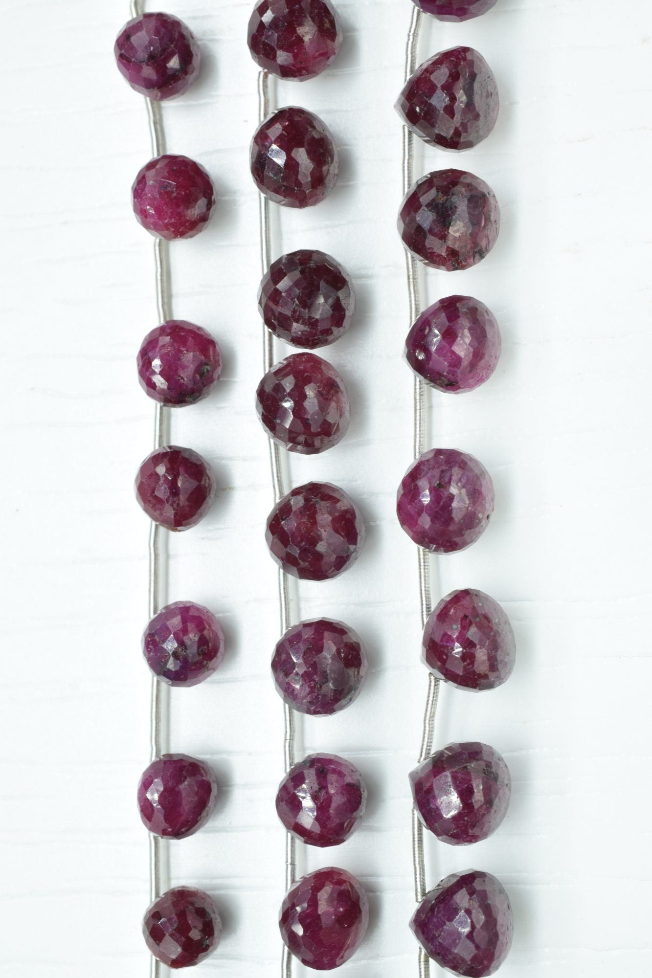 Ruby Drops Shape Briolettes,Ruby Side drilled Briolette,Ruby Jewelry making supplies,craft supplies,Ruby Briolette strand,Ruby beads