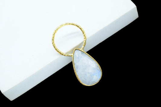 Moonstone Jewelry Pendant/Moonstone Charms Pendant/Gold Plated Jewelry/Brass Connector Charms/Handmade Jewelry/Women Jewelry/B'day Gift