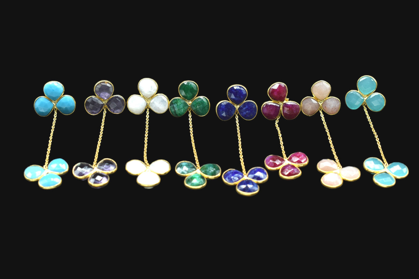 Blue Sapphire Earrings/Gold Plated Jewelry/Statement Earrings For Bridal/Anniversary Gifts/Bridesmaids Gifts/Birthstone Earrings/B'Gifts