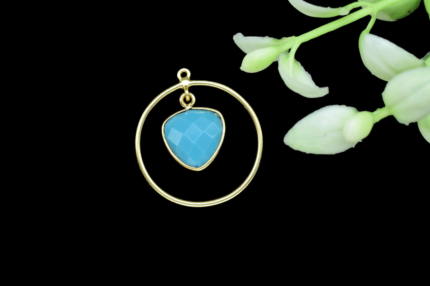 Gemstone Trillion Bezel Pendant,Finding Round,Women Earring,Bridal Earring,Station Link Supply,Gemstone Circle Components,Pendant Jewelry
