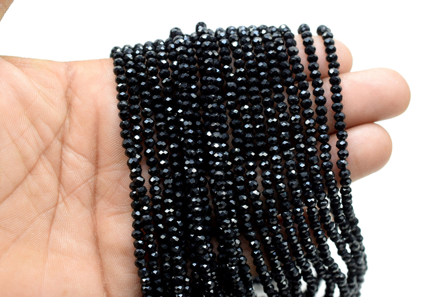 Black Onyx 3.50mm Faceted Beads,Black Onyx Jewelry Making beads,Black Gemstone Wholesale Beads supplier,Black Quartz Beads,Beads Strands