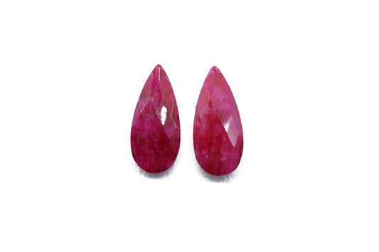 Natural Ruby Faceted Pear Shape Briolettes,8x20mm Teardrop Beads,Ruby Briolettes,AAA Quality,Ruby Jewelry Beads,Ruby Teardrop Beads