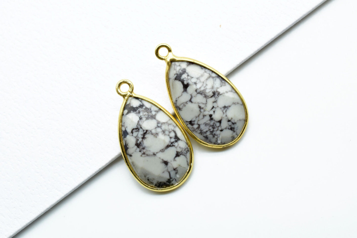Dendrite Opal 12x20mm single bail charm,Dendrite Opal Teardrop Gold Plated bezel,Dendrite Opal Bezel,jewelry making charm,Gold bezel, bezels