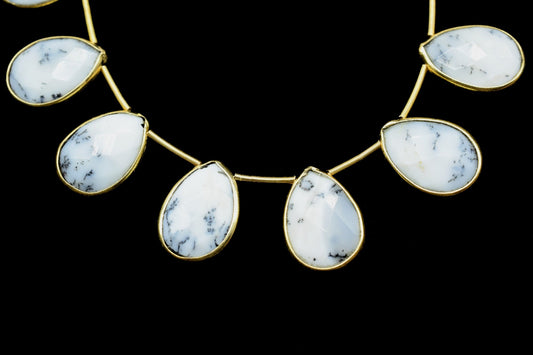 Dendrite Opal Gold Plated Charms,Single loop connectors,Dendrite Opal Bezel Findings,10x14mm Single Bail Charm Pendants.Dendrite Opal Bezel