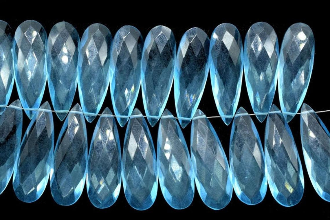 Sky Topaz Long drop 10x30mm Briolettes,Sky Topaz Briolette Beads,Sky Topaz Calibrated Beads,Sky Topaz Pair Briolette,Sky Topaz long teardrop