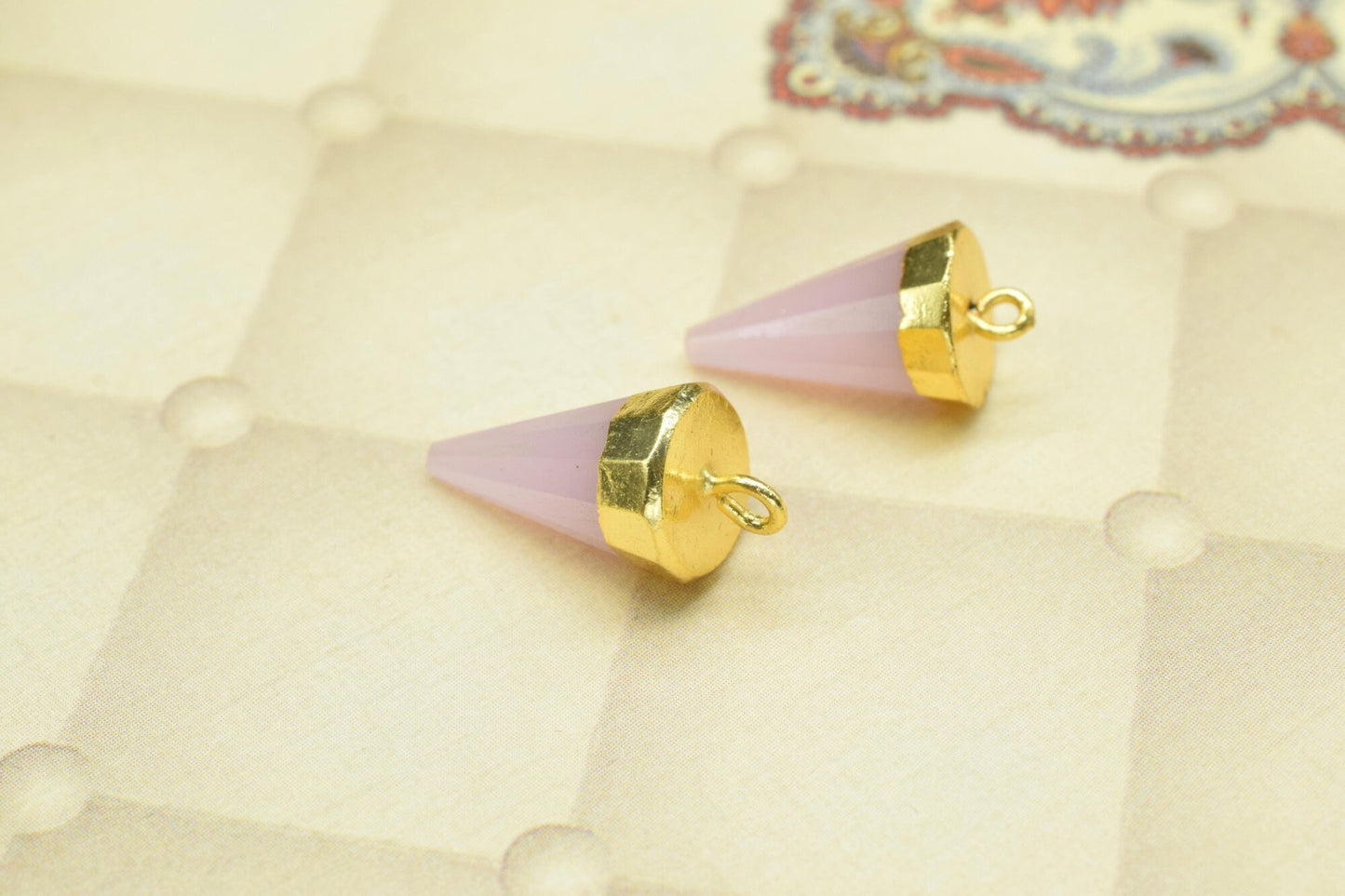 Rose Quartz Spike Point Pendant,Handmade Triangle Faceted Pointed Charms,Rose Quartz Jewelry Making Supply,Gemstone Single Bail Connector