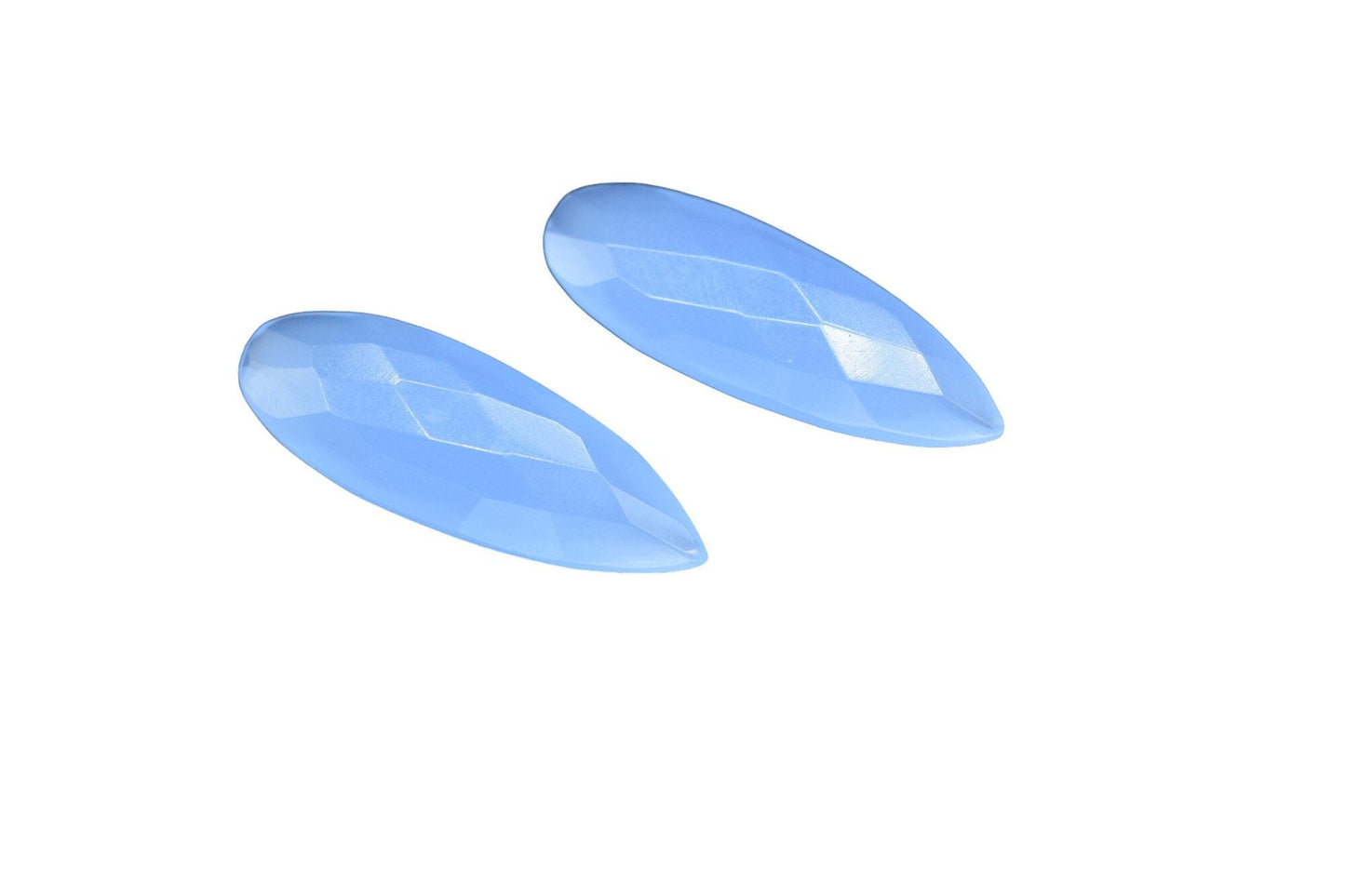 Blue chalcedony Faceted 10x30mm Teardrop Shape Briolette,Chalcedony Semi Precious Bead Jewelry,Gemstone Both Side Cut Loose Fancy Beads,Gift
