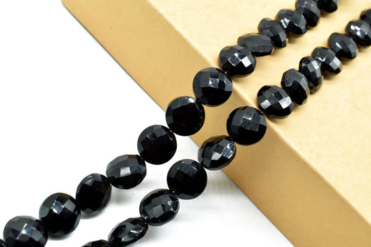 Black Onyx Faceted 10mm Coin Briolettes Beads,Natural Gemstone Strand,Jewelry Making Supplies,Super Quality Black Onyx Faceted Coins beads