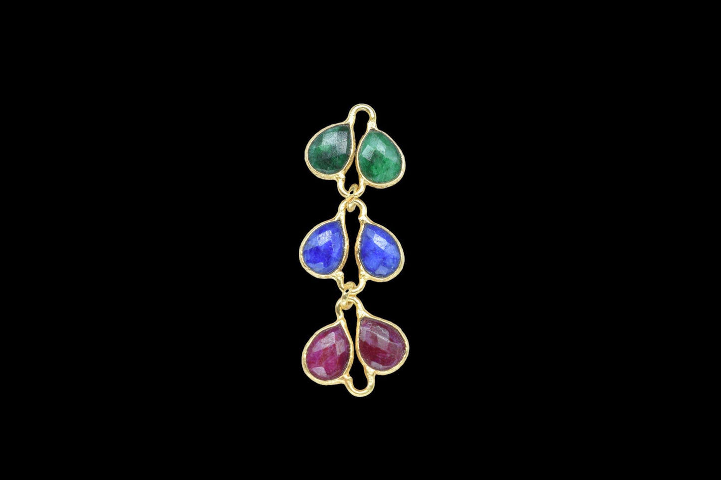 Multi Gemstone Pendant Charms/Gold Plated Pendant/Emerald Charms Pendant/Wedding Jewelry/Blue Sapphire Jewelry/Dangle Pendant/Handmade Item