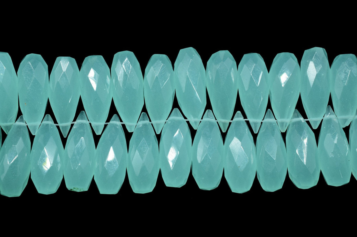 Beautiful Natural Faceted Aqua Chalcedony Drilled Tear Drops Briolettes,6x16 Teardrop Shape Aqua Chalcedony Briolettes,Calibrated Briolettes