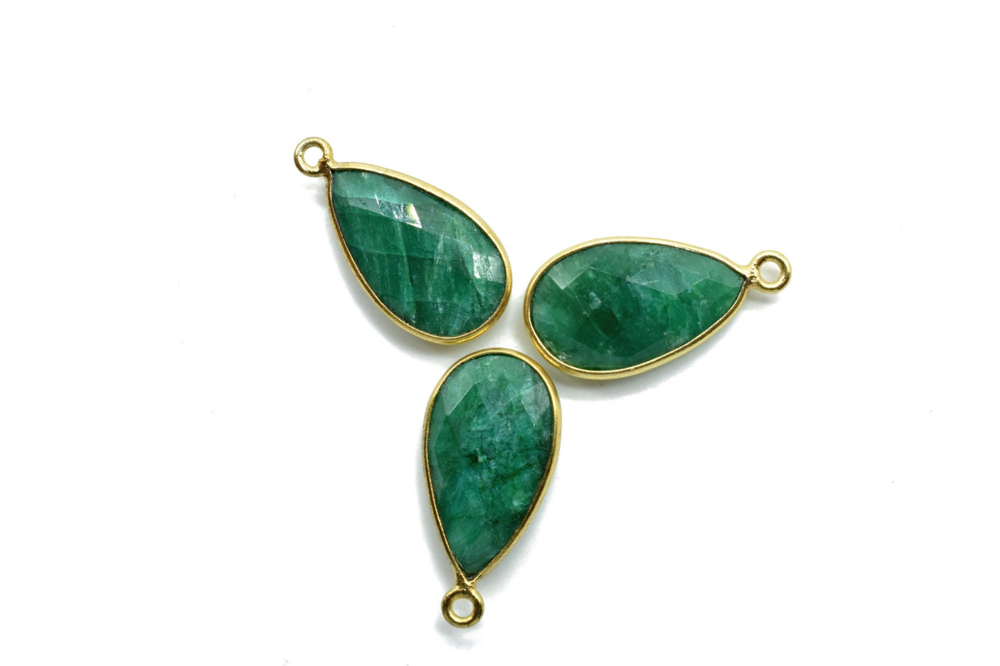 Emerald 12x20mm Pear shape charm,Checker Board cut Emerald Pendant,Hot Emerald charms,Emerald Pear Briolettes,Emerald single bail connectors